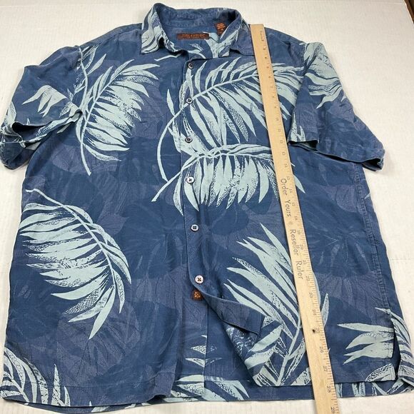 Tori Richard Mens Silk Blend Button Up Shirt Blue Leaf Print Short Sleeve Medium - Picture 5 of 10